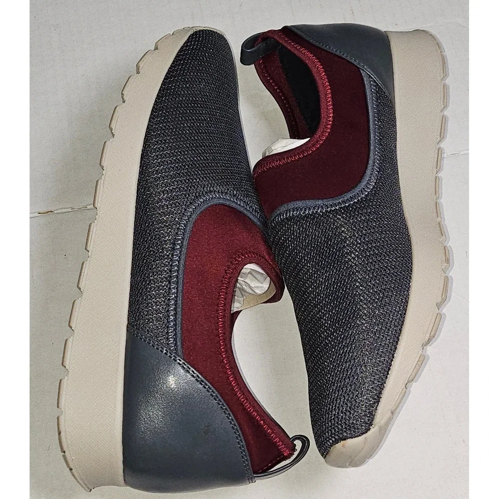 Lori Goldstein LOGO LI-POSY Carbon Grey Mesh Neoprene Slip On Sneakers Women 8.5